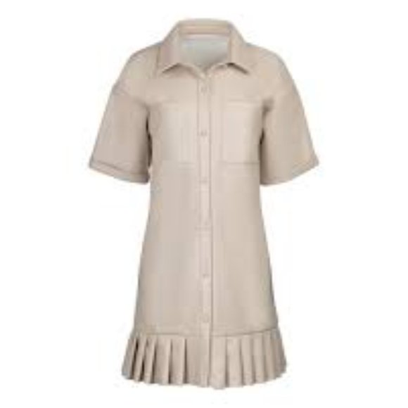 NWOT Vegan Leather Pleated Hem Dress - Hilary Macmillan sz X1 - Picture 1 of 9